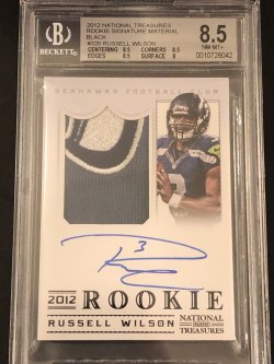 2012 Panini Panini National Treasures Rookie Signature Material Black #325 Russell Wilson