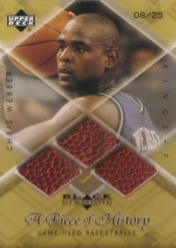 1999-00 Upper Deck Black Diamond A Piece of History Triple Chris Webber #ed 8/25