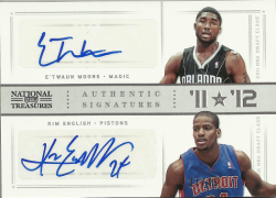 2012-13 Panini National Treasures ETwaun Moore / Kim English Authentic Signatures Silver Dual RC Auto