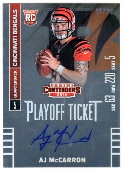 2014 Panini Contenders AJ McCarron Playoff Ticket Variation 1 Auto