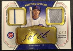 2012 Topps Museum Collection  Starlin Castro Signtaure Swatches Dual Relic Red Parallel 12/25