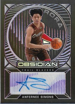 2020-21 Panini Obsidian Aurora Autographs Electric Etch Purple Anfernee Simons #ed 24/75