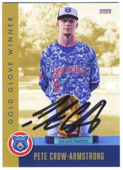 2023  Choice Tennessee Smokies Gold Glove Winner Autograph Pete Crow-Armstrong