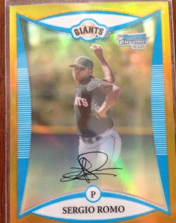 2008 Bowman Chrome Prospects Sergio Romo Gold Ref.