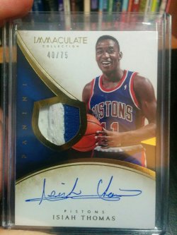 2013-14 Panini Immaculate Isiah Thomas AU/2clr Patch #40/75