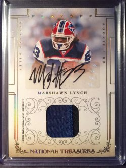 2007 Donruss Playoff National Treasures #123 Marshawn Lynch "Rookie Sig. Material Gold" (03/25)