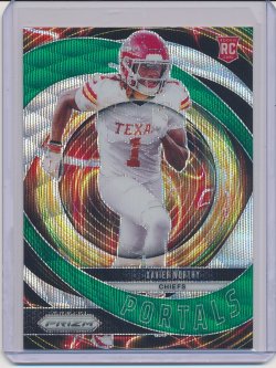    Xavier Worthy 2024 Panini Prizm Portals Prizms Green Wave RC