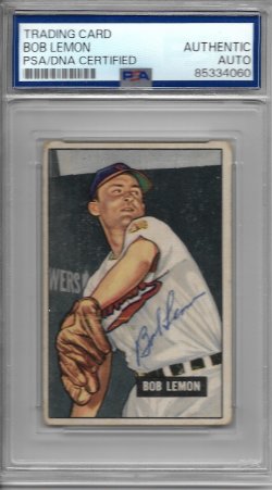 1951 Bowman PSA/DNA  1951 Bob Lemon auto PSA/DNA