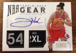 2013 Panini National Treasures Joakim Noah NBA Gear Dual Laundry Tag Patch Auto /4