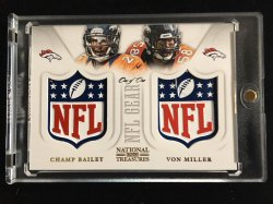 2015 Topps National Treasures Champ Bailey / Von Miller NFL Gear Dual Shield