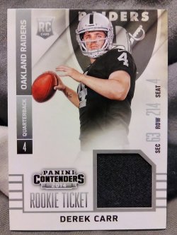2014 Panini Contenders Derek Carr Rookie Ticket Swatches