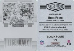 2017 Panini Contenders Legendary Contenders Autographs Plates & Patches Printing Plates Black #BF Brett Favre