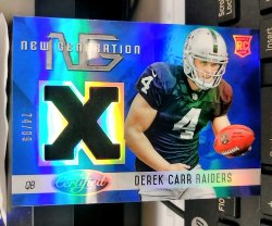 2014 Panini Certified Derek Carr New Generation Rookie Materials Mirror Blue Parallel