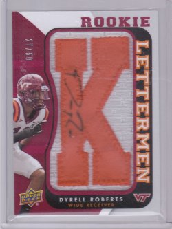    Dyrell Roberts 2013 Upper Deck Rookie Letterman Autographs (Hokies - K) /50