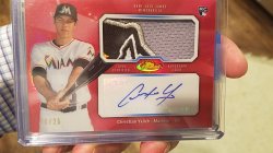 2014 Topps Finest red Refractor rpa Christian yelich 