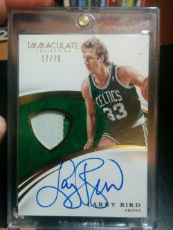 2014-15 Panini Immaculate Larry Bird AU/2clr Patch #17/75