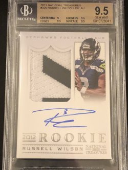 2012 Panini Panini National Treasures #325 Russell Wilson JSY AU RC