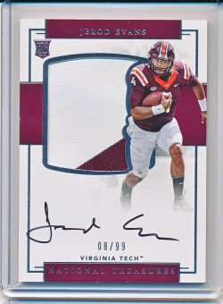    Jerod Evans 2017 Panini National Treasures Collegiate Silhouettes Jersey Autograph /99