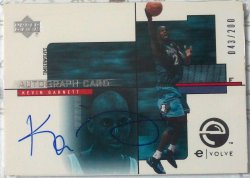  Upper Deck E-volve Kevin Garnett Autograph Card