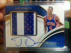 2015-16 Panini Immaculate Joe Dumars AU/2clr Patch #05/25