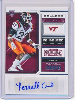    Terrell Edmunds 2018 Panini Contenders Draft Picks Autograph