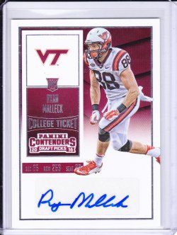    Ryan Malleck 2016 Panini Contenders Draft Picks RC AUTO