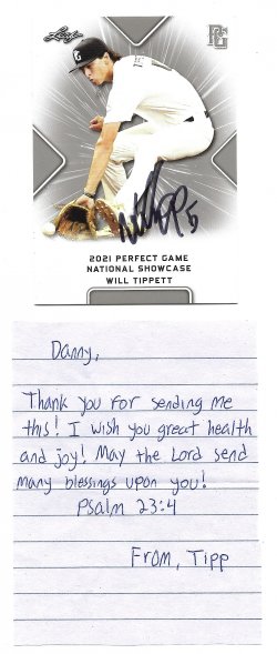 2021 Leaf Perfect Game TTM Will Tippett 3/19/26