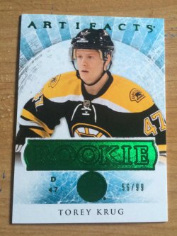 2012 Upper Deck Artifacts Torey Krug Emerald Rookoe