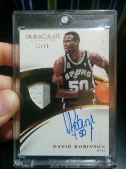 2014-15 Panini Immaculate David Robinson AU/3clr Patch #11/75
