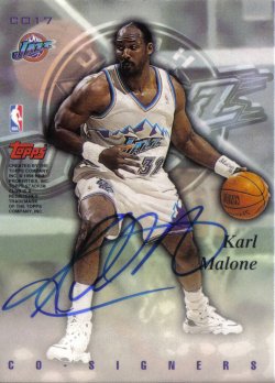1997-98 Topps Stadium Club Co-Signers Chris Webber / Karl Malone Back