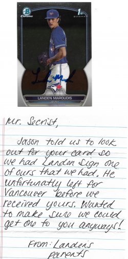 2023 Bowman Chrome TTM Landen Maroudis 4/8/26