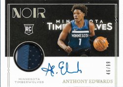 2020-21 Panini Noir Anthony Edwards AU JSY C #ed 46/99