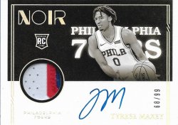 2021 Panini Noir Tyrese Maxey AU JSY BW #ed 68/99