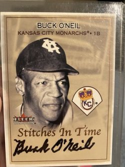 2001 Fleer tradition stitches in time buck oneil