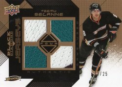 2008/09 Black Diamond Jerseys Quad Gold Selanne