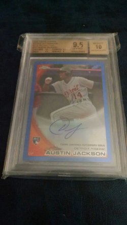 2010 Topps topps chrome Austin Jackson blue refractor autograph