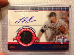 2013 Topps World Series Champs Matt Cain Relic Auto