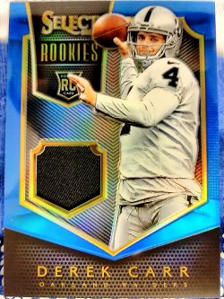 2014 Panini Select Derek Carr Rookies Jersey Blue Prizm