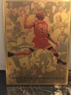 1998 Upper Deck Upper Deck Authenticated Michael Jordan 24K Solid Gold Card