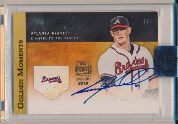    Craig Kimbrel 2018 Topps Archives Signature Series 2012 Topps Golden Moments Buyback Autograph 1/1