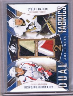 9 Upper Deck SP Game Used Evgeni Malkin & Alexander Ovechkin Dual Authentic Fabrics Patches
