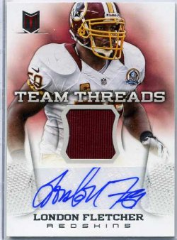 2013 Panini Momentum Team Threads Jersey Signature London Fletcher