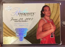 2007 Upper Deck Exquisite  Joakim Noah Rookie Gold Parallel 