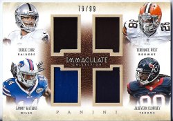 2014 Panini Immaculate Quad Relic Jersey Derek Carr Terrance West Sammy Watkins Jadeveon Clowney