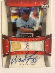 2005 Upper Deck trilogy materials auto wade boggs