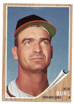1962  Topps No cap logo 1962 Bob Buhl no logo on cap