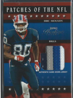 Eric Moulds player worn jersey patch football card (Buffalo Bills