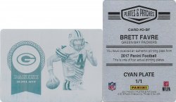 2017 Panini  Decorated Plates & Patches Printing Plates Cyan #BF Brett Favre