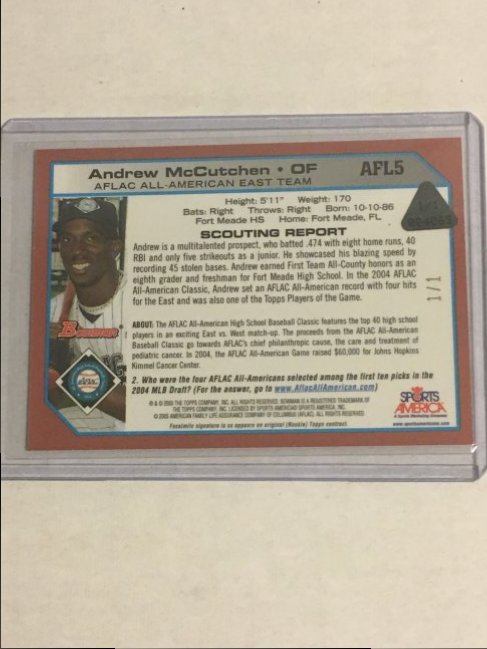 Andrew McCutchen 2004 Bowman Aflac Signed Autograph RC Card W/ PSA