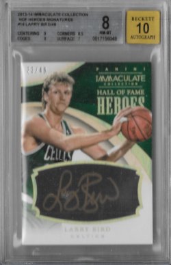 2013-14 Immaculate Collection Hall of Fame Heroes Signatures Larry Bird #ed 33/49
